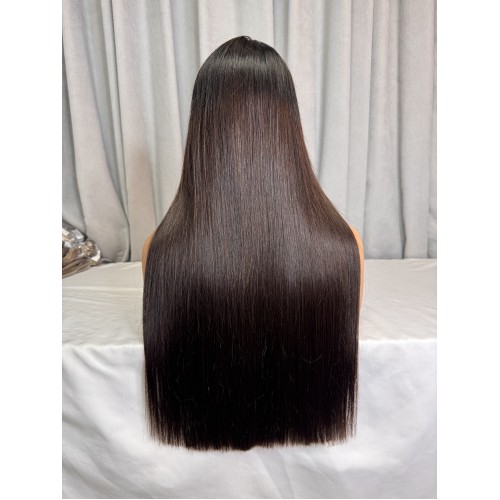 1B/#2 Black Root 300% Density Double Drawn Bone Straight 2x6 5x5 Transparent Lace Closure Wig | Human Hair Wig | Lace Front